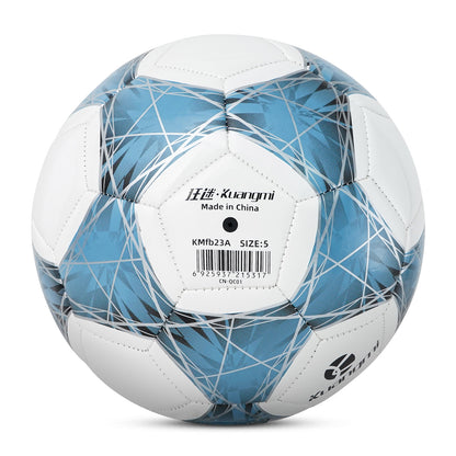 Balón de fútbol Kuangmi con líneas entrelazadas azules y blancas - Talla 5