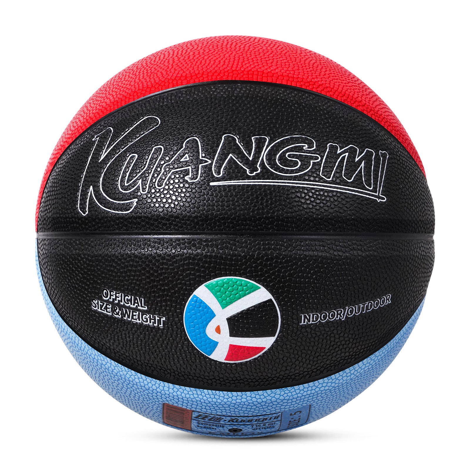 Kuangmi Olympic Colors Basketball - Multicolor Composite PU Ball (Sizes 3/4/5/6/7)