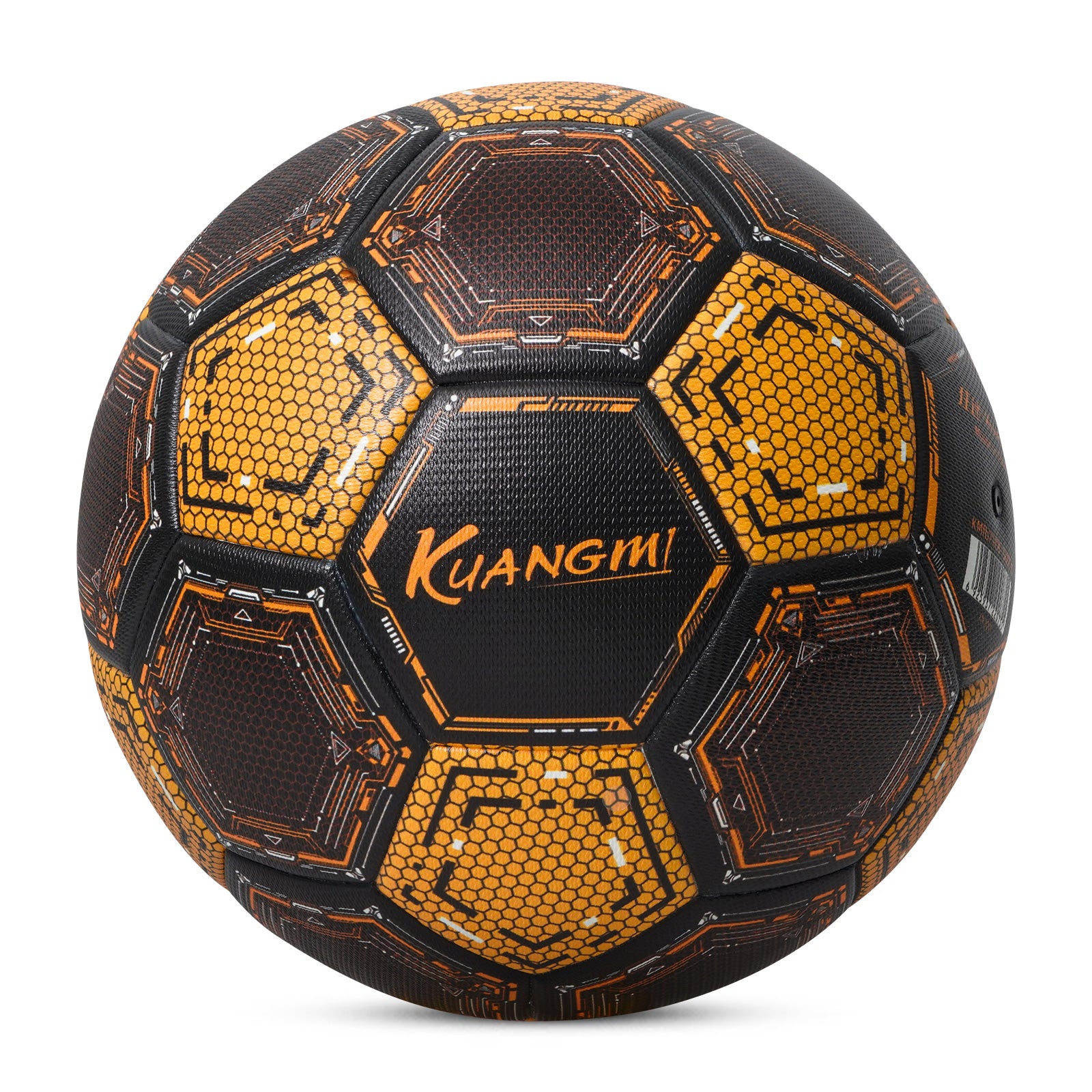 Kuangmi Mecha Honeycomb Football (Silver/Black-Gold), Size 5, PU Surface for Training & Competition