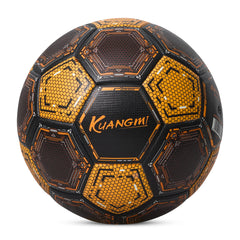 Kuangmi Mecha Honeycomb Football (Silver/Black-Gold), Size 5, PU Surface for Training & Competition