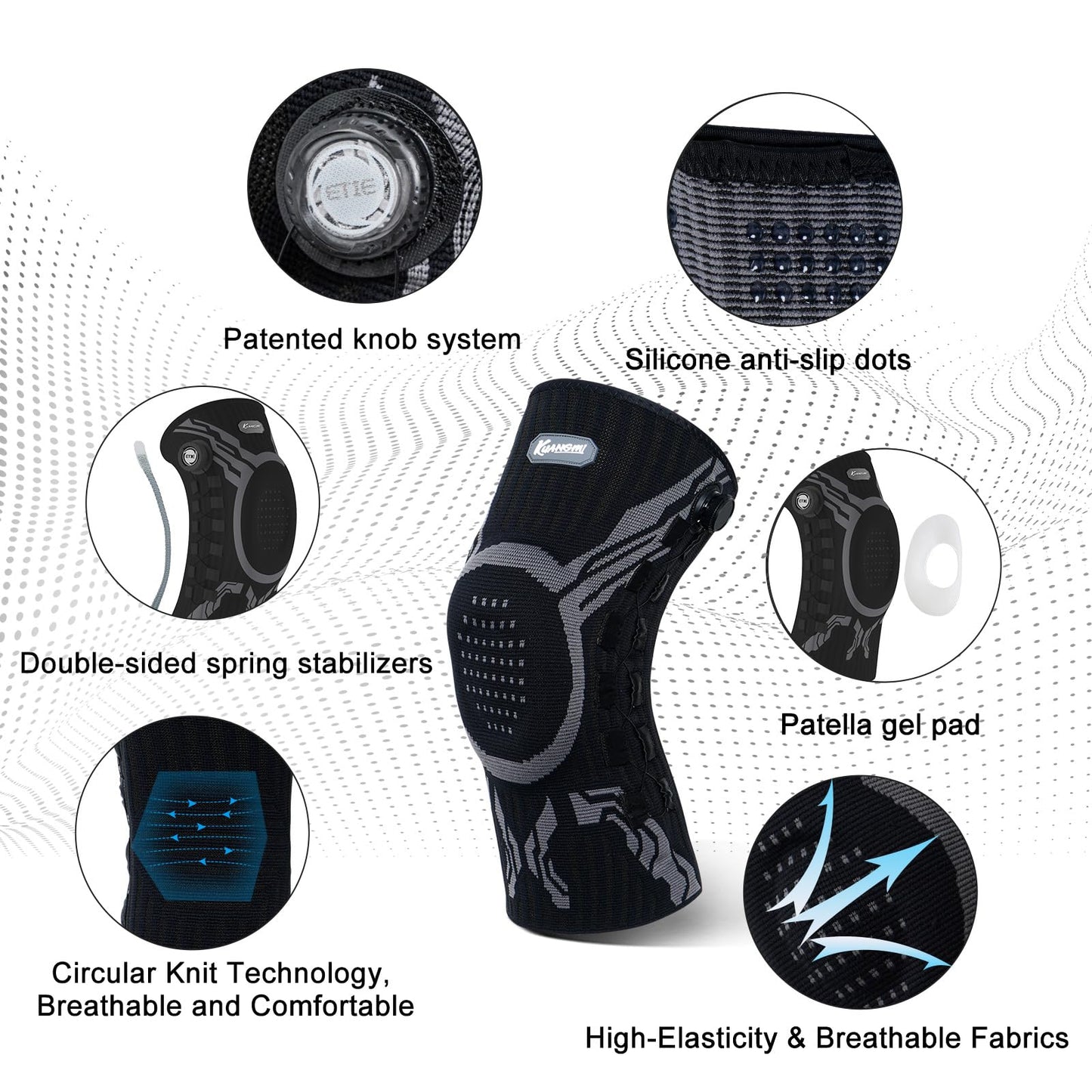Structural diagrams of each part of Kuangmi® Smart Knob Knee Brace
