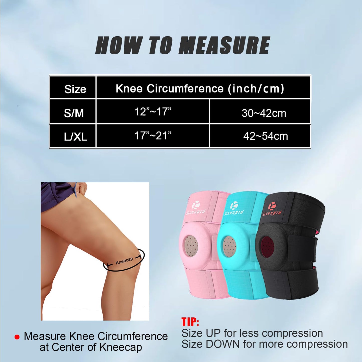 Kuangmi Knee Brace - Side Stabilizers & Gel Pad | Adjustable Compression