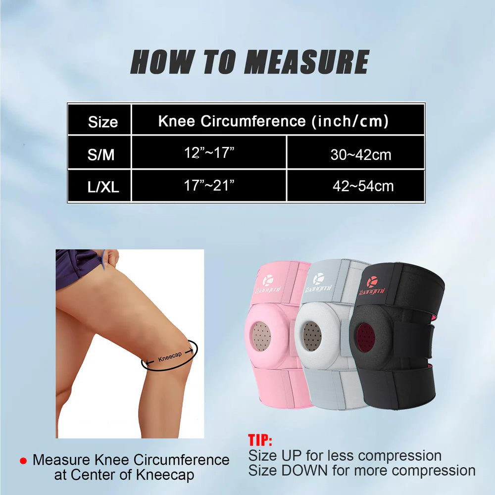 Kuangmi Knee Brace - Side Stabilizers & Gel Pad | Adjustable Compression