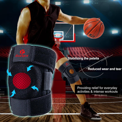 Kuangmi Knee Brace - Side Stabilizers & Gel Pad | Adjustable Compression