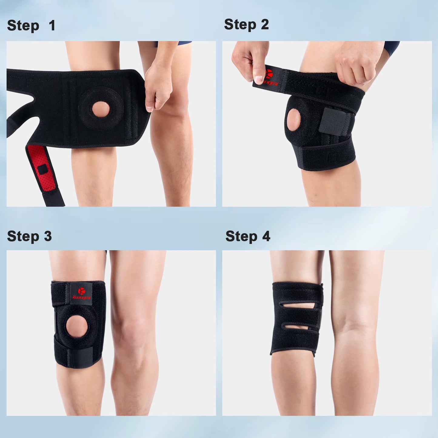 Kuangmi Knee Brace - Side Stabilizers & Gel Pad | Adjustable Compression