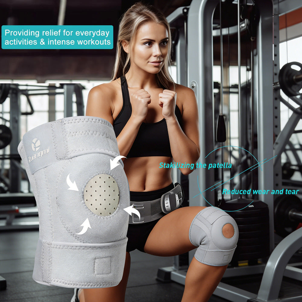 Kuangmi Knee Brace - Side Stabilizers & Gel Pad | Adjustable Compression