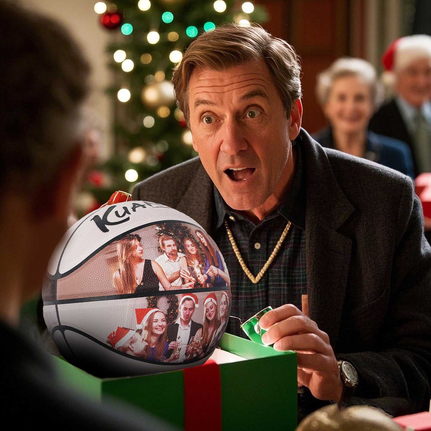 Balón de baloncesto con foto personalizada Kuangmi, tallas 6/7, para fiestas navideñas
