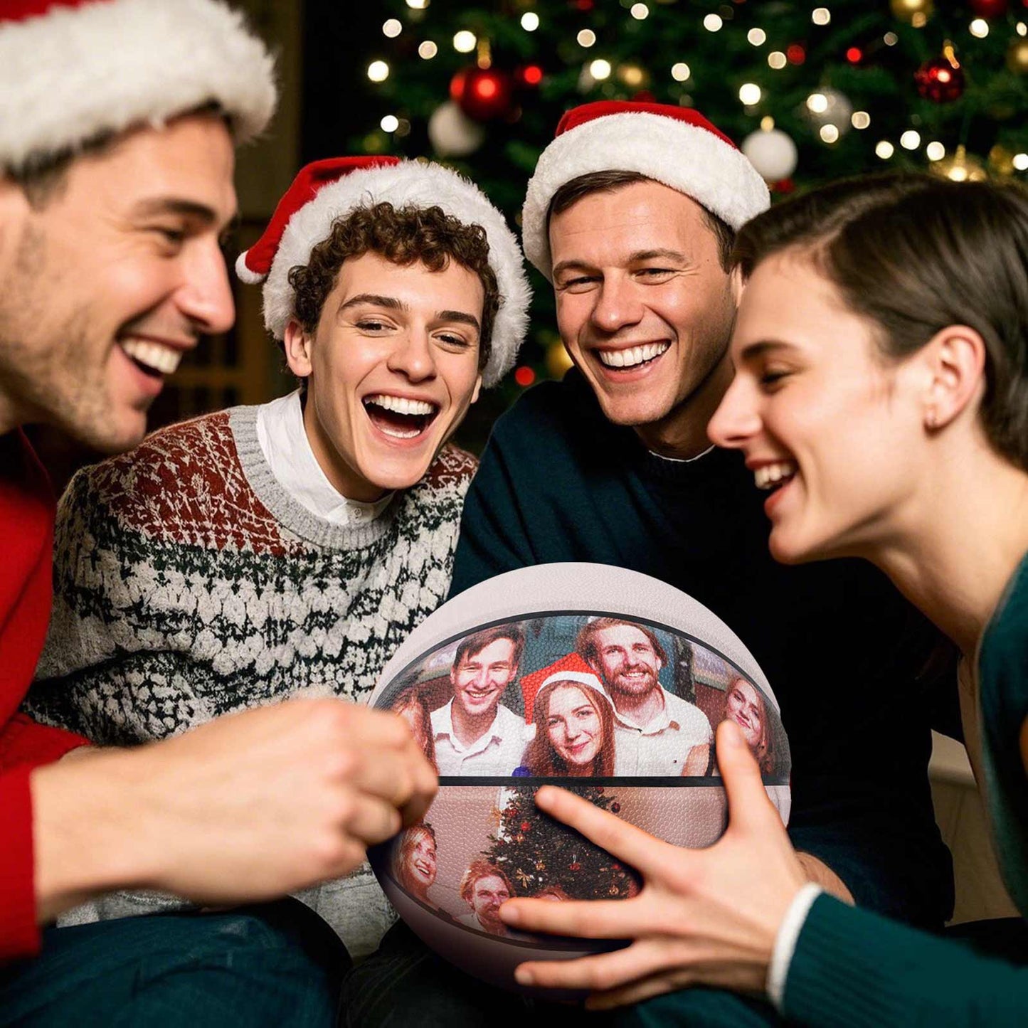 Balón de baloncesto con foto personalizada Kuangmi, tallas 6/7, para fiestas navideñas