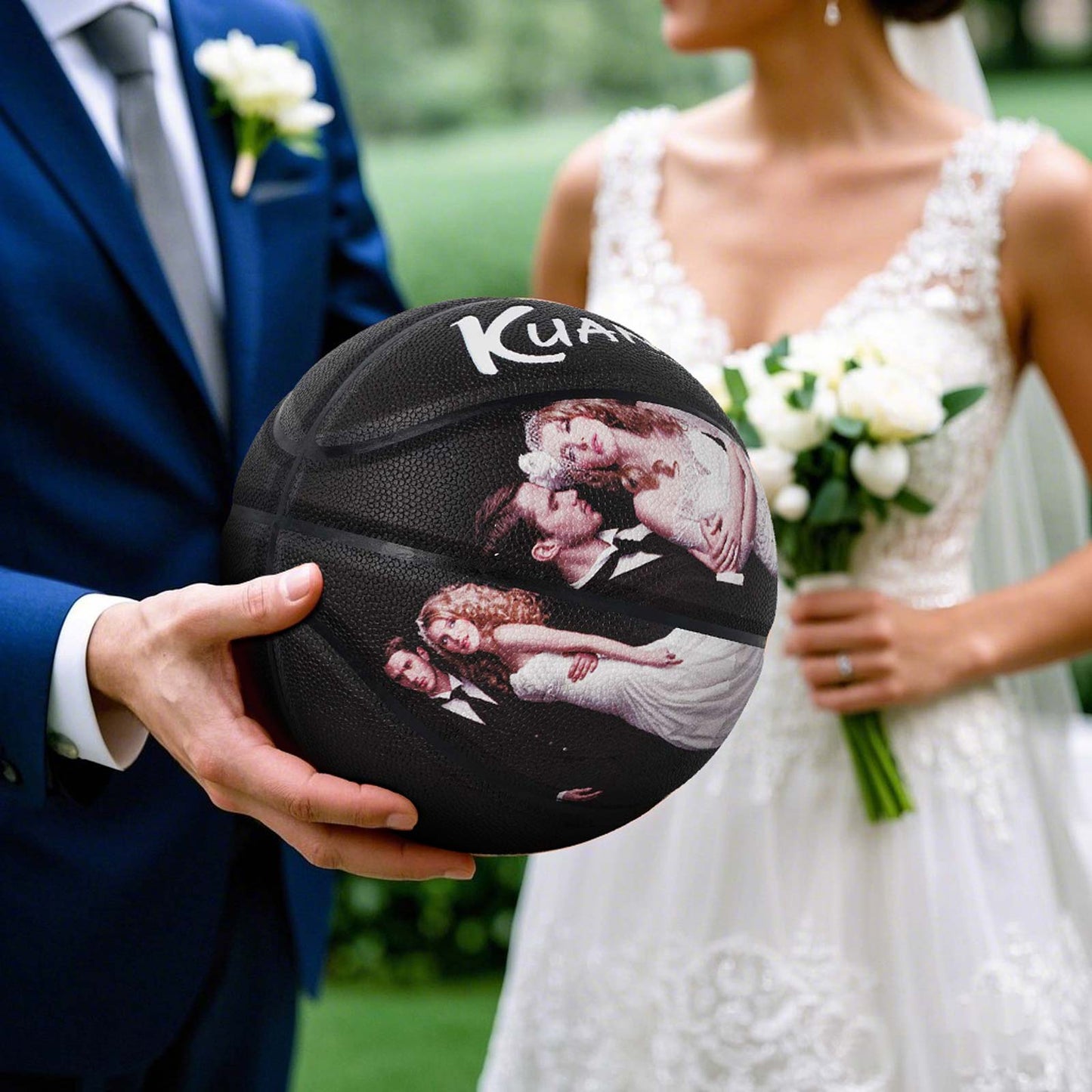 Balón de baloncesto con foto personalizada Kuangmi, tallas 6/7 para bodas