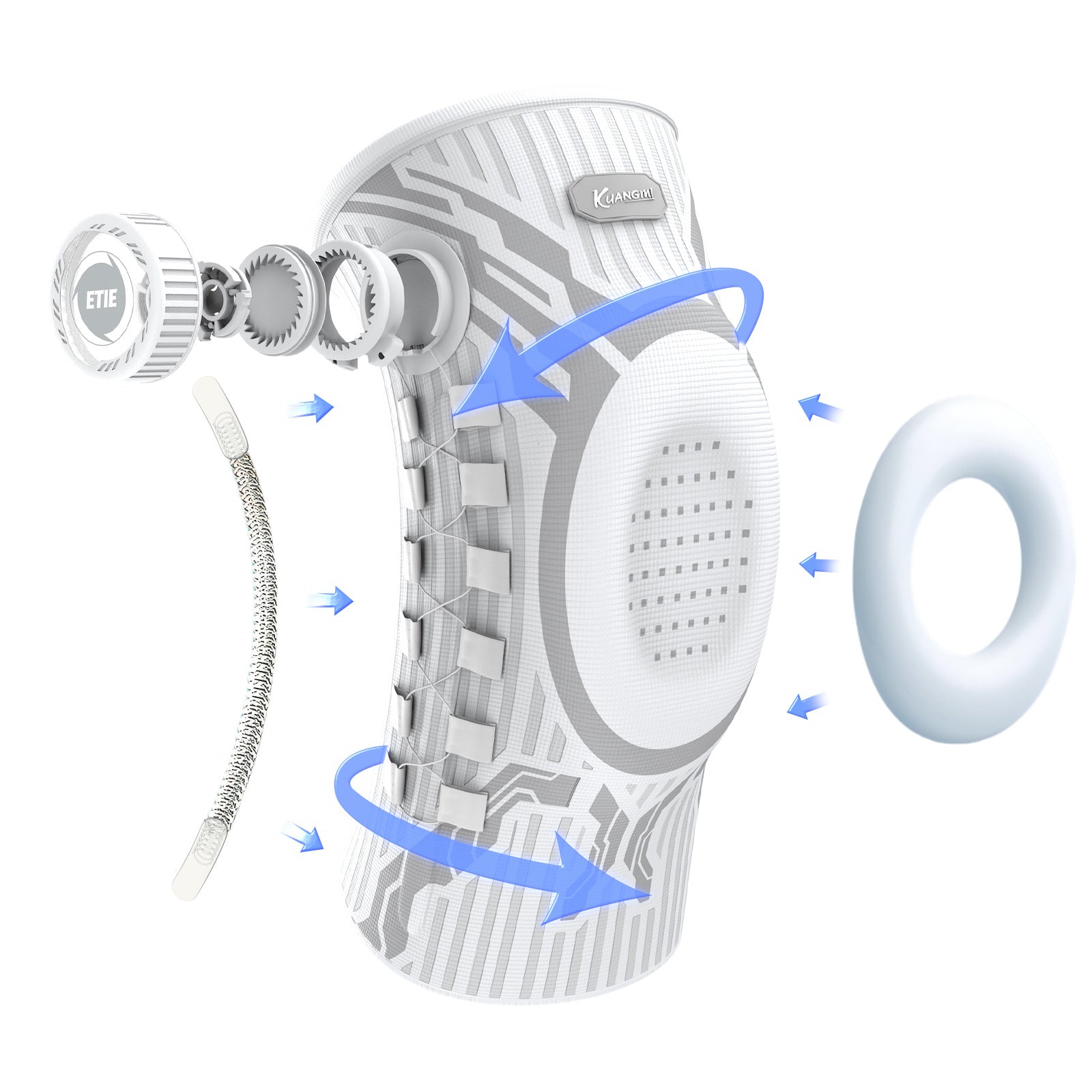 Kuangmi® Smart Knob Knee Brace White-Right (single)