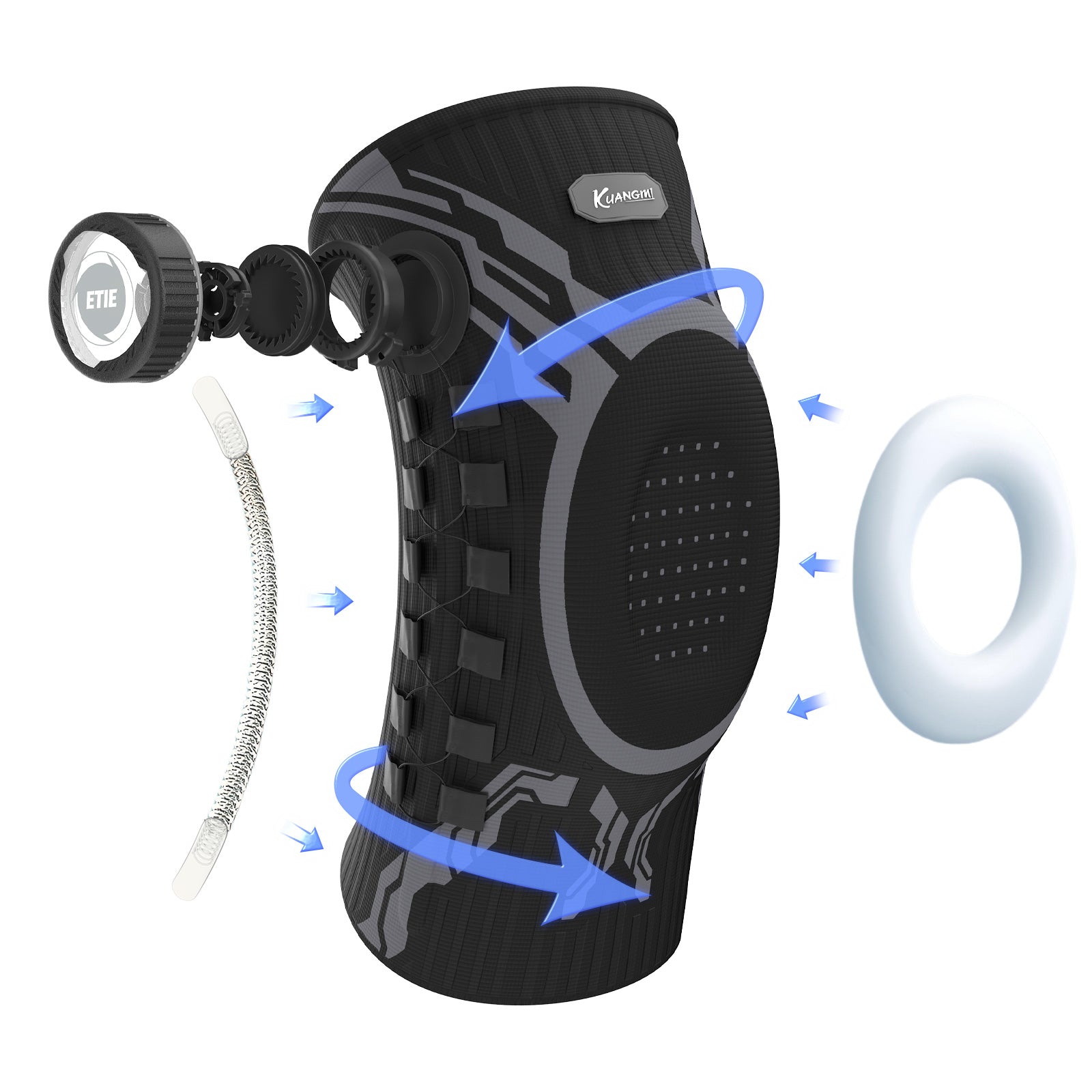 Kuangmi® Smart Knob Knee Brace Black-Right (single)
