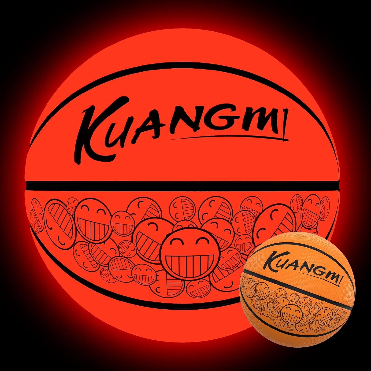 Kuangmi LED Light Up Basketball, Glow in The Dark for Night Game & Training Basket Ball, Official Size 7(29.5"), for Indoor & Outdoor