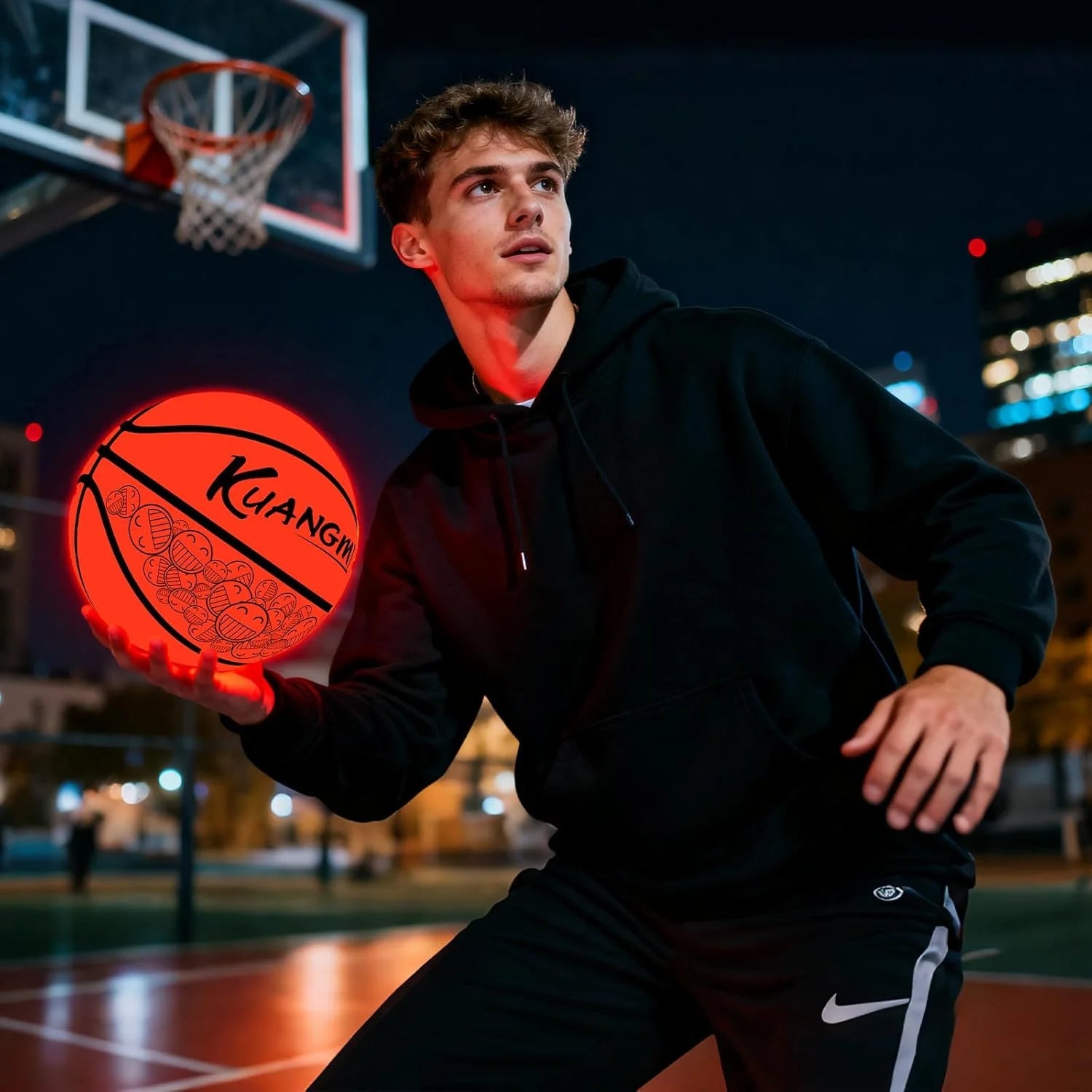 Kuangmi LED Light Up Basketball, Glow in The Dark for Night Game & Training Basket Ball, Official Size 7(29.5"), for Indoor & Outdoor