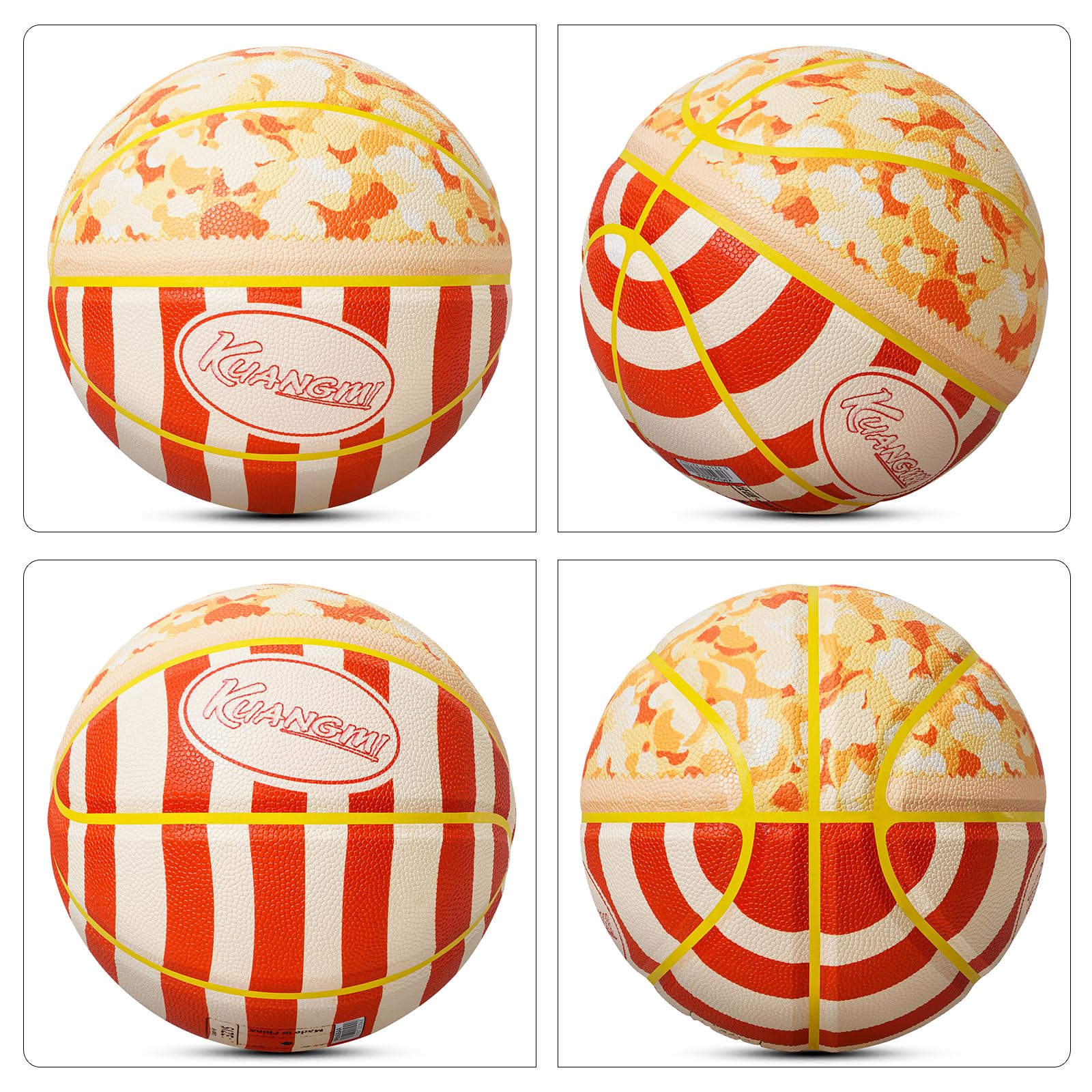 Kuangmi Popcorn Basketball, Size 7 (29.5"), Hygroscopic PU Leather