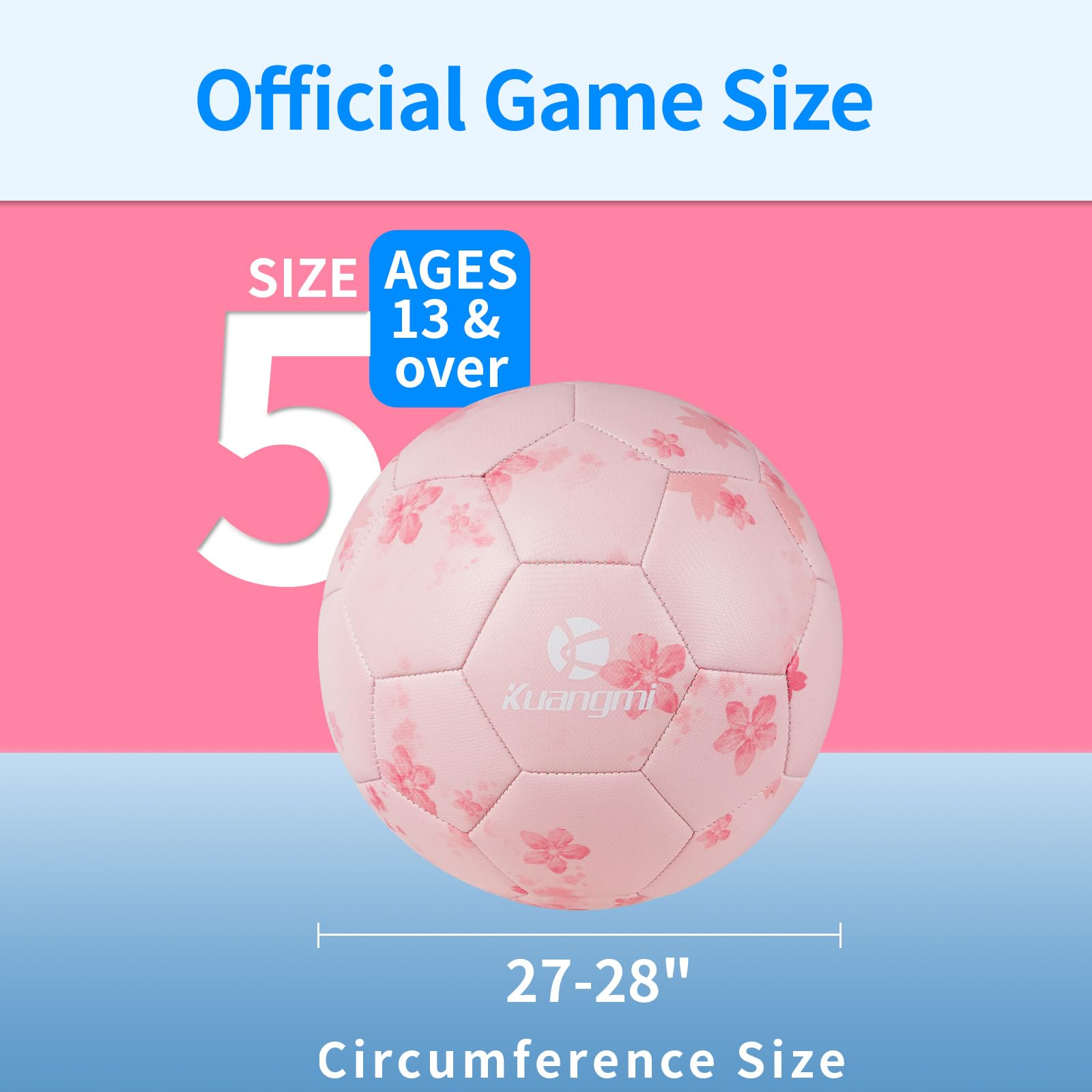 Kuangmi Sakura Pink Football Soccer Ball - Size 4/5  (Machine stitched)