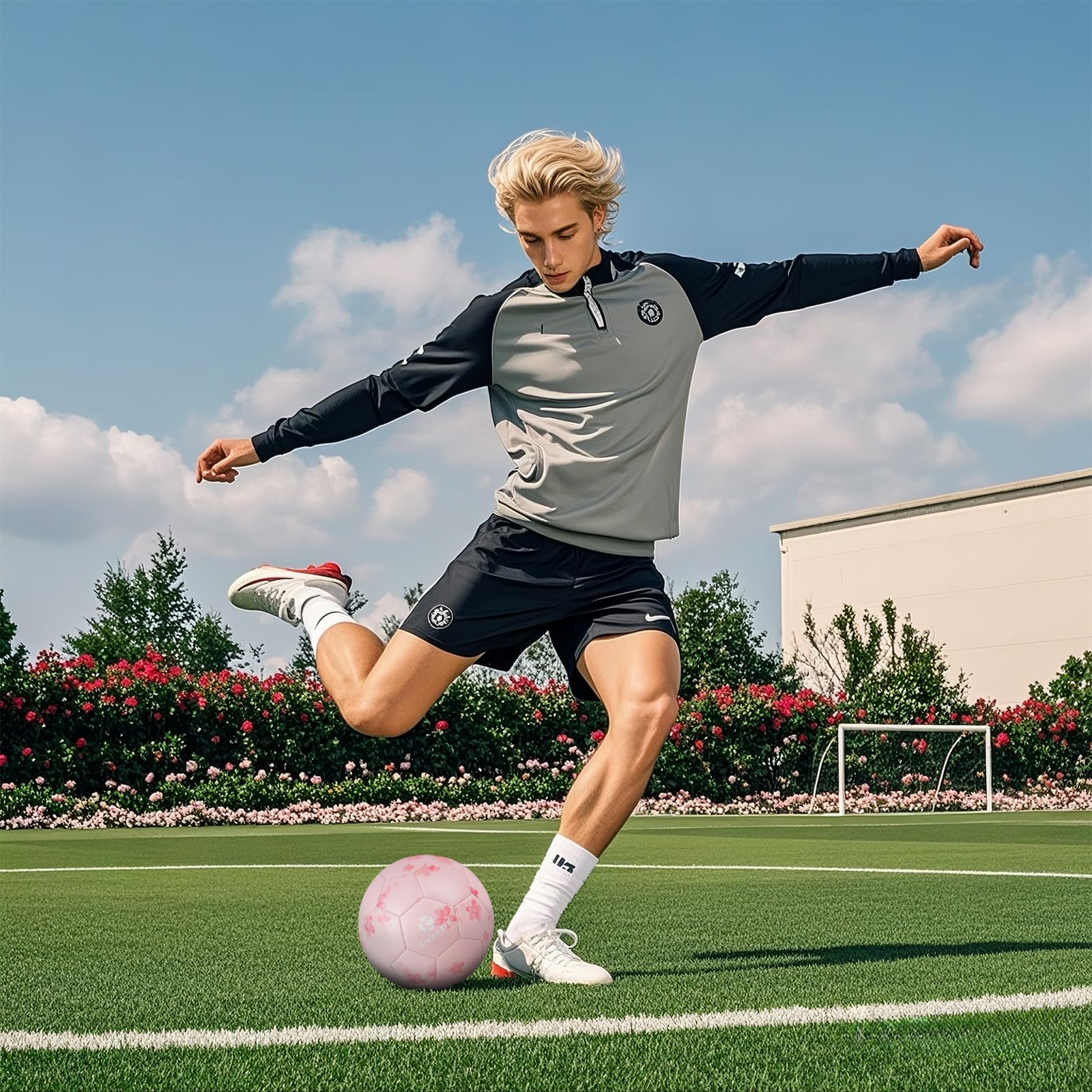 Kuangmi Sakura Pink Football Soccer Ball - Size 4/5  (Machine stitched)
