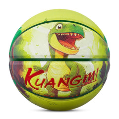 Kuangmi Dinosaur Kids Basketball, Green, Sizes 4 (25.5") & 5 (27.5"), Hygroscopic PU Leather