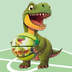 Kuangmi Dinosaur Kids Basketball, Green, Sizes 4 (25.5") & 5 (27.5"), Hygroscopic PU Leather