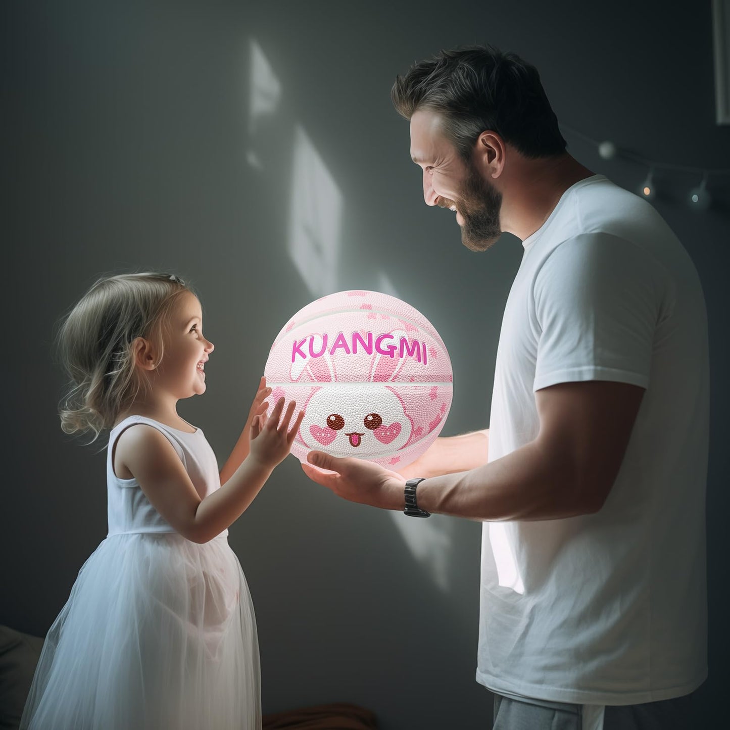 Kuangmi Rabbit Pattern Kids Pink Basketball – Junior Boys/Girls Indoor Outdoor Play