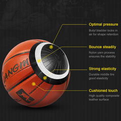 Kuangmi Official Size Basketball - Indoor Outdoor Composite Leather Ball (All Sizes)