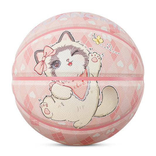 Kuangmi Cats Pattern Kids Pink Basketball – Junior Boys/Girls Indoor Outdoor Play