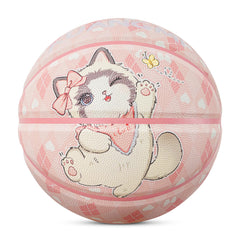 Balón de baloncesto rosa para niños con diseño de gatos Kuangmi: ideal para niños y niñas, ideal para jugar en interiores y exteriores. 