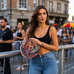 Balón de baloncesto callejero personalizado con temática de dólar Kuangmi, talla 7