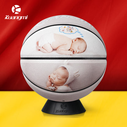 Balón de baloncesto con foto personalizada Kuangmi, talla 5/6/7, para recién nacidos y niños