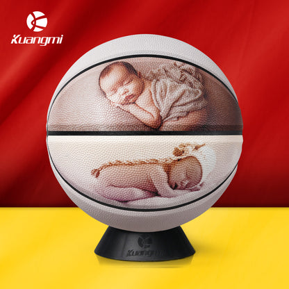 Balón de baloncesto con foto personalizada Kuangmi, talla 5/6/7, para recién nacidos y niños
